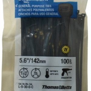 THOMAS & BETTS Cable Tie Duty: 5.6" Long, Black, Nylon, Standard L-5-30-0-C