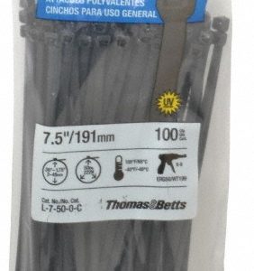 THOMAS & BETTS Cable Tie Duty: 7.5" Long, Black, Nylon, Standard L-7-50-0-C