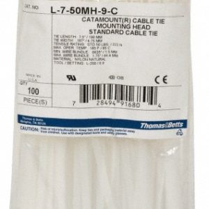 THOMAS & BETTS Cable Tie: 7.5" Long, Natural, Nylon, Mountable L-7-50MH-9-C