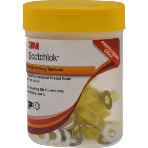 3M Circular Ring Terminal: Partially Insulated, 12 to 10 AWG, Crimp Connection 7000133380