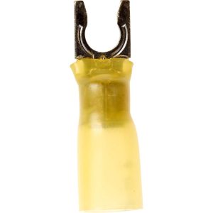 3M Locking Fork Terminal: Yellow, Partially Insulated, #10 Stud, Crimp 7000133379