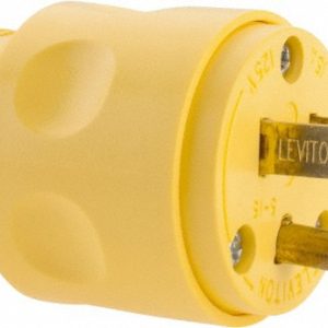 LEVITON Straight Blade Plug: Residential, 5-15P, 125VAC, Yellow 515PV