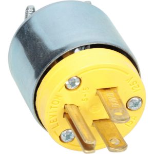 LEVITON Straight Blade Plug: Residential, 5-15P, 125VAC, Yellow 515PA