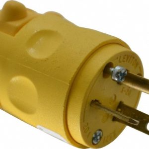 LEVITON Straight Blade Plug: Commercial, 5-20P, 125VAC, Yellow 520PV
