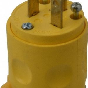LEVITON Straight Blade Plug: Commercial, 6-20P, 250VAC, Yellow 620PV