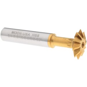 MOON CUTTERS CO. Double Angle Milling Cutter: 60 &deg;, 3/4" Cut Dia, 3/16" Cut Width, 3/8" Shank Dia, High Speed Steel SDA750-60-TIN