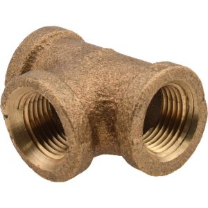 MERIT BRASS Brass Pipe Tee: 3/8" Fitting, Threaded, FNPT x FNPT x FNPT, Class 125, Lead Free XNL106-06