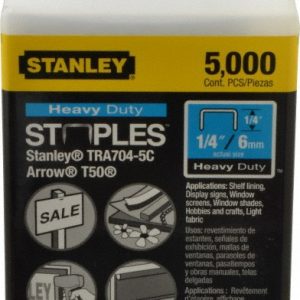 STANLEY Galvanized Steel Heavy-Duty Power Crown Staple: 1/4" Leg Length TRA704-5C