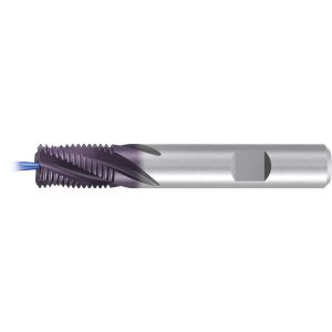 CARMEX Helical Flute Thread Mill: 1/4-183/8-18, Internal & External, 4 Flute, 0.3750" Shank Dia, Solid Carbide B0375D0618NPTF