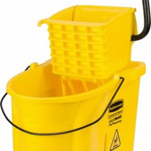 RUBBERMAID WaveBrake 35 Qt Side-Press Mop Bucket & Wringer Combo on Wheels, Yellow FG758088YEL