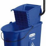 RUBBERMAID WaveBrake 35 Qt Side-Press Mop Bucket & Wringer Combo on Wheels, Blue FG758888BLUE