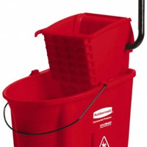 RUBBERMAID WaveBrake 35 Qt Side-Press Mop Bucket & Wringer Combo on Wheels, Red FG758888RED