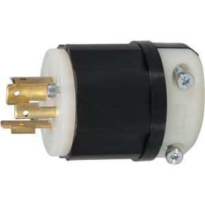 LEVITON Locking Inlet: Plug, Industrial, L15-20P, 250V, Black & White 2421