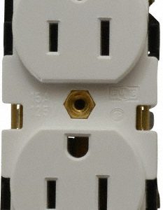 LEVITON Straight Blade Duplex Receptacle: NEMA 5-15R, 15 Amps, Self-Grounding 5262-W