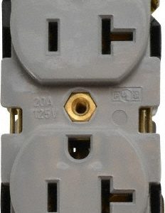LEVITON Straight Blade Duplex Receptacle: NEMA 5-20R, 20 Amps, Self-Grounding 5362-GY