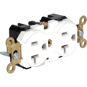 LEVITON Straight Blade Duplex Receptacle: NEMA 5-20R, 20 Amps, Self-Grounding 5362-W