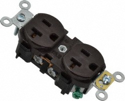 LEVITON Straight Blade Duplex Receptacle: NEMA 5-20R, 20 Amps, Self-Grounding 5352