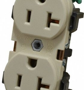 LEVITON Straight Blade Duplex Receptacle: NEMA 5-20R, 20 Amps, Self-Grounding 5352-I