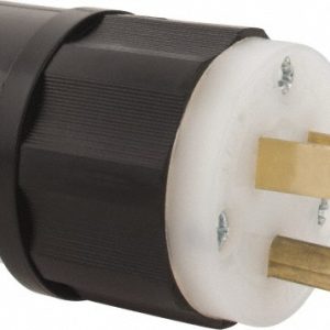 LEVITON Straight Blade Plug: Industrial, 5-15P, 125VAC, Black & White 5266-C