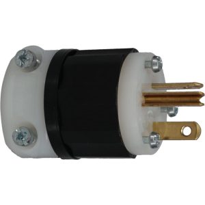 LEVITON Straight Blade Plug: Industrial, 5-20P, 125VAC, Black & White 5366-C