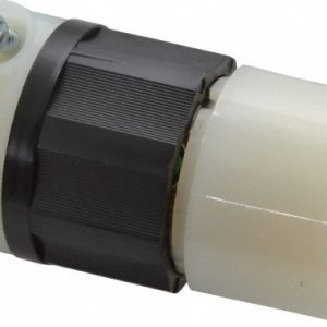 LEVITON Straight Blade Connector: Industrial, 5-20R, 125VAC, Black & White 5369-C
