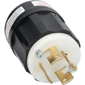 LEVITON Locking Inlet: Plug, Industrial, Non-NEMA, 120 & 208V, Black & White 7411-C