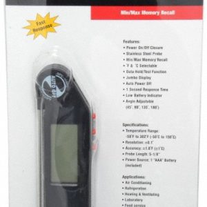 GENERAL Digital Dual Input Digital Thermometer: 302 &deg; F, Stainless Steel Probe Sensor PT300M