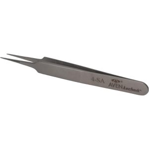AVEN Precision Tweezer: 4-SA, Stainless Steel, 4-1/2" OAL 18059USA