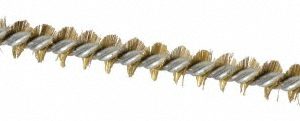 SCHAEFER BRUSH Double Stem/Single Spiral Tube Brush: 1/4" Dia, 4-1/2" OAL, Brass Bristles 93602