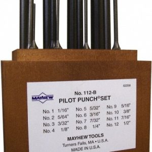 MAYHEW Roll Pin Punch Set: 12 Pc, 0.0625 to 0.5" 62258