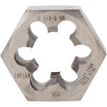 VALUE COLLECTION Hex Rethreading Die: 1-1/8-8, 1" Thick, Right Hand, 2" Hex, Carbon Steel 340000