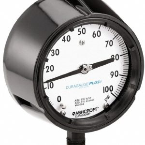 ASHCROFT Pressure Gauge: 4-1/2" Dial, 1/2" Thread, Rear Flange Mount 95584XLL