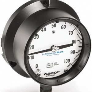 ASHCROFT Pressure Gauge: 6" Dial, 0 to 10,000 psi, 1/4" Thread, MNPT, Lower Mount 61379S02LXLL10K
