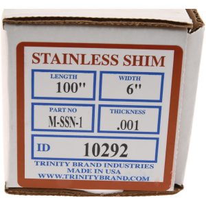 TRINITY BRAND INDUSTRIES Shim Stock: 0.001'' Thick, 100'' Long, 6" Wide, Stainless Steel M-SSN-1