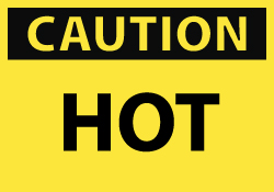 ACCUFORMNMC Hazardous Material Label: "Caution - Hot", Rectangle, 5" Wide, 3" High MSCC35AP