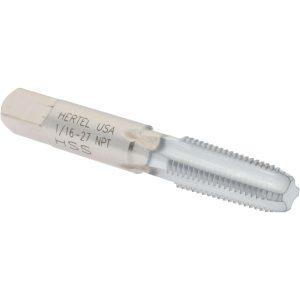HERTEL Standard Pipe Tap: 1/16-27, NPT, 4 Flutes, High Speed Steel, Chrome Finish G127012K-S