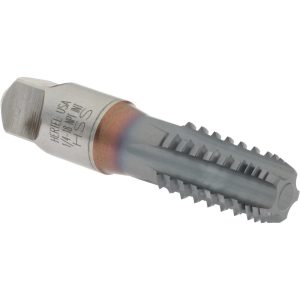HERTEL 1/4-18 NPT, 5 Flutes, TiCN Coated, High Speed Steel, Interrupted Thread Pipe Tap R127267C-S