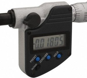 MITUTOYO 0 to 25.4mm Range, 6.35mm Spindle Dia, 156.5mm OAL, Flat Spindle Electronic Micrometer Head 350-352-32