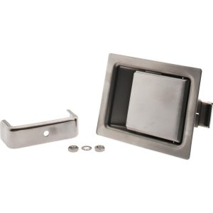 SOUTHCO INC Paddle Door Latch: 5" OAL, 2.68" OAW, 1-15/16" OAH, Stainless Steel & Steel, Brushed Finish 64-10-301-50