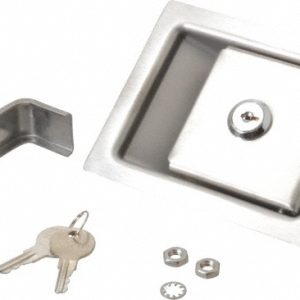SOUTHCO INC Paddle Door Latch: 5" OAL, 4" OAW, 1.938" OAH, Stainless Steel & Steel, Brushed Finish 64-10-302-50