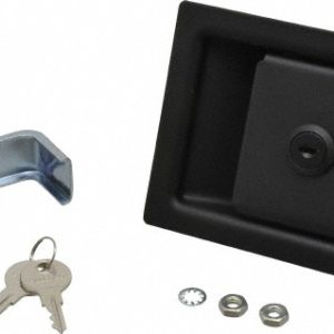 SOUTHCO INC Paddle Door Latch: 5" OAL, 4" OAW, 1.938" OAH, Stainless Steel & Steel, Black Powder Coated 64-10-302-90