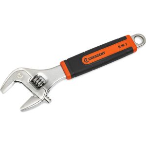 CRESCENT Adjustable Wrenches; Overall Length (Inch): 8 ; Finish: Polished Chrome ; Handle Type: Cushioned ; Material: Steel ; Measuring Scale: Yes ; Jaw Capacity (Inch): 2-13/64 AC38CVS