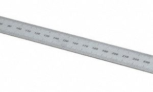 SPI Steel Rule: 12" OAL, Metric Graduation, Rigid, 1" OAW 14-457-6