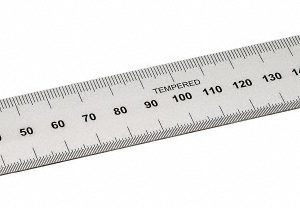 SPI Steel Rule: 18" OAL, Metric Graduation, Rigid, 1-1/8" OAW 14-459-2