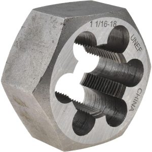 VALUE COLLECTION Hex Rethreading Die: 1-1/16-18, 1" Thick, Right Hand, 2" Hex, Carbon Steel 365-1078