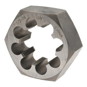 VALUE COLLECTION Hex Rethreading Die: 1-1/2-16, 1" Thick, Right Hand, Carbon Steel 365-1325