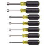 KLEIN TOOLS Nut Driver Set: 7 Pc, 3/16 to 1/2", Hollow Shaft, Cushion Grip Handle 631M
