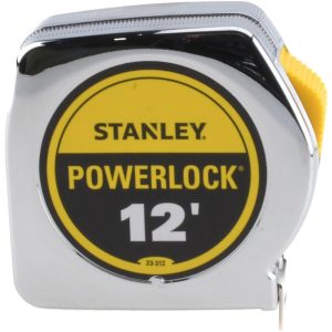 STANLEY Tape Measure: 12' Long, 3/4" Width, Yellow Blade 33-312