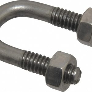 CHICAGO HARDWARE & FIXTURE Round U-Bolt: Without Mount Plate, 1/4-20 UNC, 3/4" Thread Length, for 1/4" Pipe, 0.56" Inside Width, Stainless Steel 50405-8