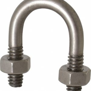 CHICAGO HARDWARE & FIXTURE Round U-Bolt: Without Mount Plate, 1/4-20 UNC, 5/8" Thread Length, for 3/8" Pipe, 3/4" Inside Width, Stainless Steel 50408-9